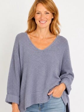 Lane Bryant Relaxed V-Neck Sweater in Dusty Lavender